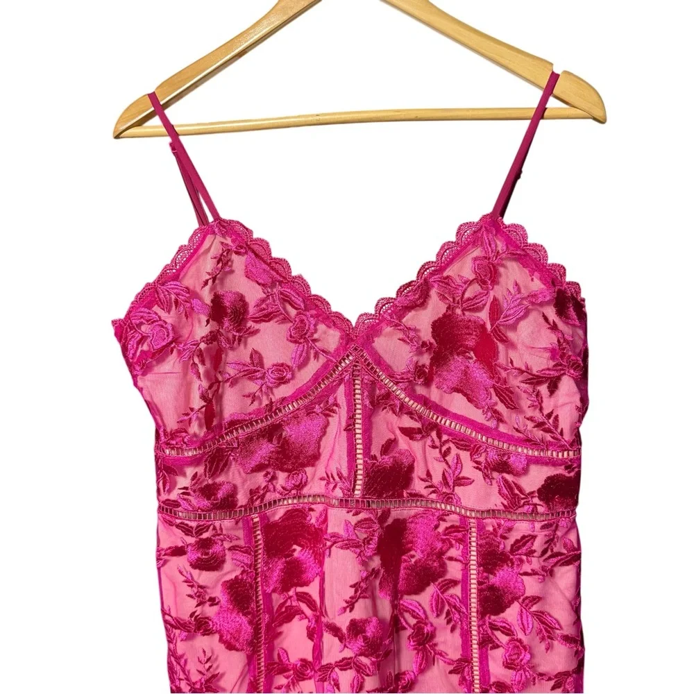 LULUS Deeply Cherished Hot Pink Lace Midi Dress XL - Picture 5 of 13